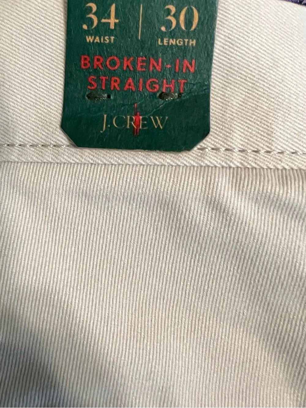J. Crew Broken-In Straight Chino Pants Slacks Men’s 34x30 Khaki CD466 NWT #2618